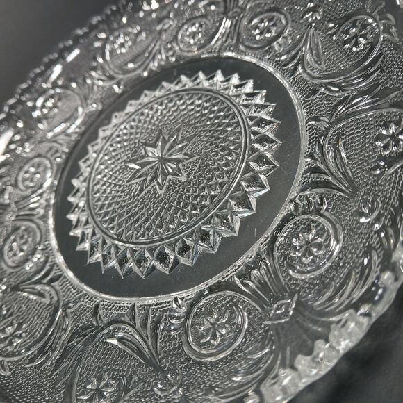 Vtg Duncan & Miller Clear Sandwich Pattern Sawtooth Mint Dish Relish Plate - Picture 4 of 8